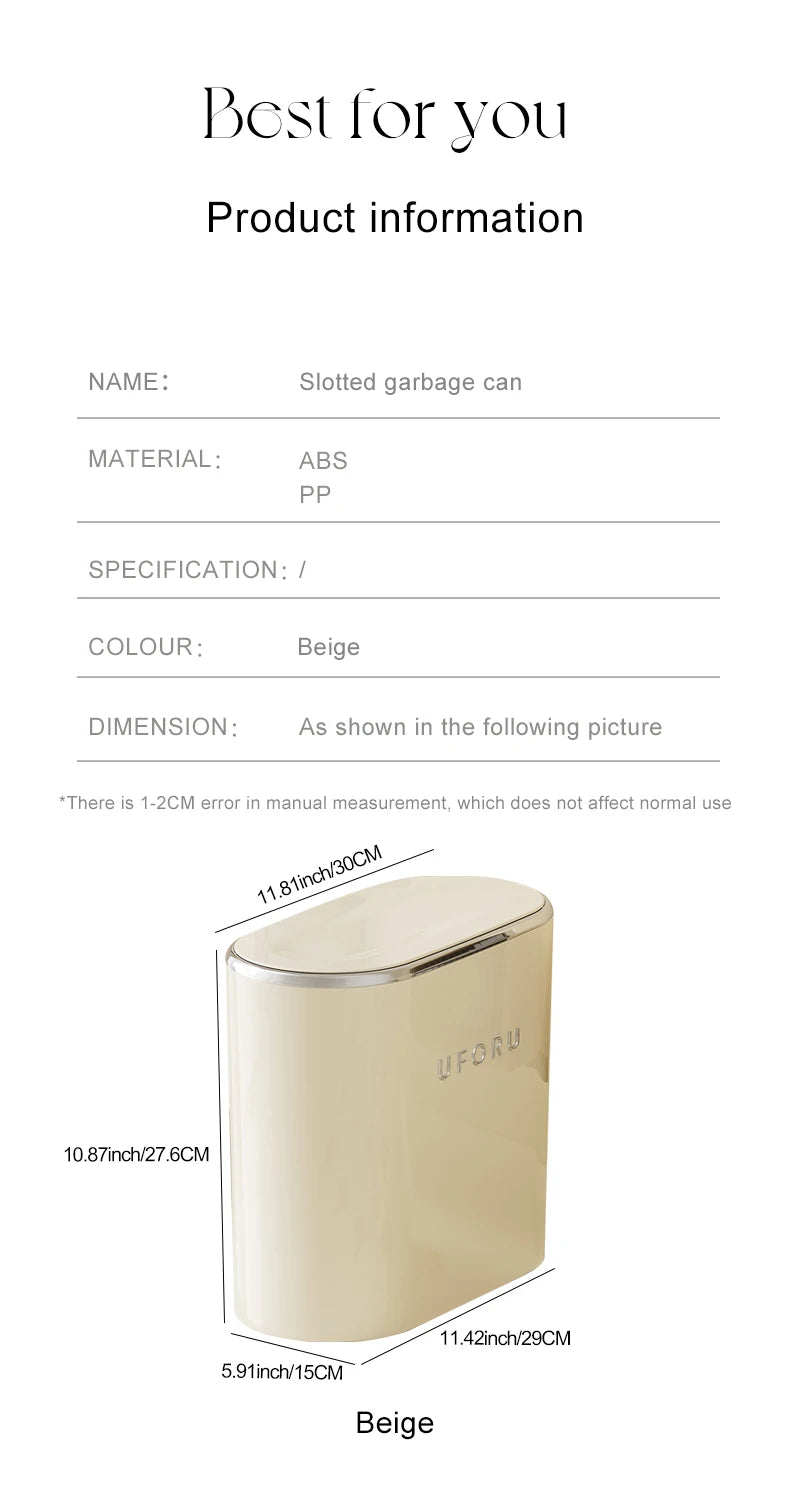 UFORU Garbage can household advanced sense sealed with lid large oval pressing pop lid toilet sewn garbage can