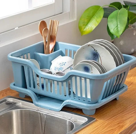 Kitchen Drainage Rack With Drainer Board Countertop Utensils Plates Chopsticks Bowls Spoons Storage Dish Drying Rack