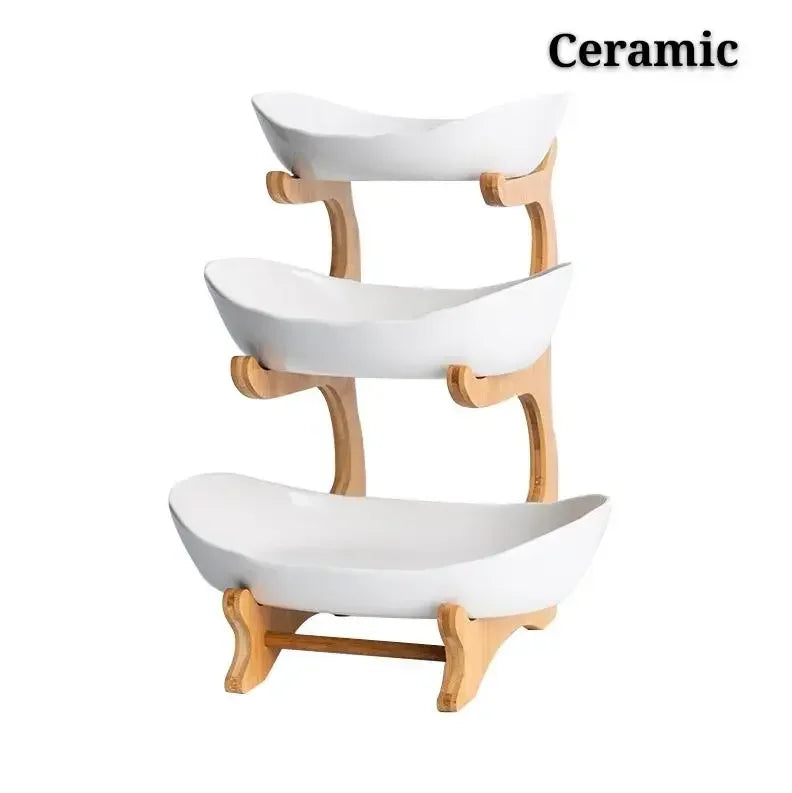 Kitchen Living Room Home Three-Layer Fruit Plate Candy Dish Creative Modern Dried   Basket Snack  Dessert Plate