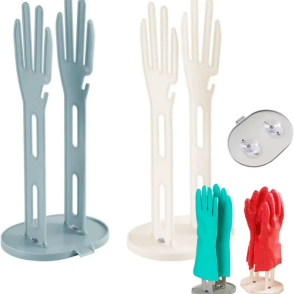 Kitchen Glove Drying Rack with Drainage Base Rubber Glove Holder and Towel Storage Box Plastic Kitchen Sink Accessories