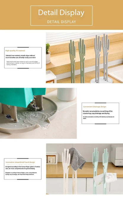 Kitchen Glove Drying Rack with Drainage Base Rubber Glove Holder and Towel Storage Box Plastic Kitchen Sink Accessories