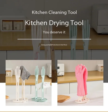 Kitchen Glove Drying Rack with Drainage Base Rubber Glove Holder and Towel Storage Box Plastic Kitchen Sink Accessories