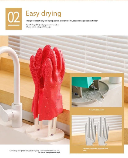 Kitchen Glove Drying Rack with Drainage Base Rubber Glove Holder and Towel Storage Box Plastic Kitchen Sink Accessories