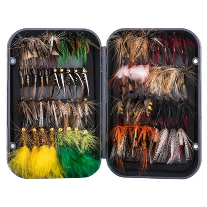 Goture 76pcs/set Fly Fishing Lures for Trout Salmon Dry Wet Nymph Streamer Flies Bait Fly Fishing Tackles Accessories