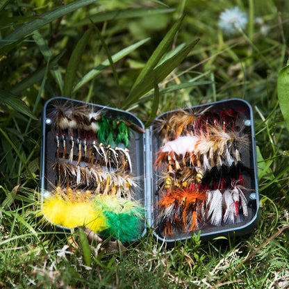 Goture 76pcs/set Fly Fishing Lures for Trout Salmon Dry Wet Nymph Streamer Flies Bait Fly Fishing Tackles Accessories