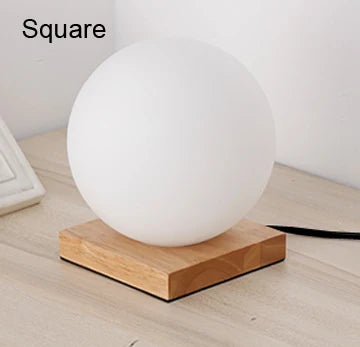 Simple glass ball table lamp LED living room study Home Decor lighting Wooden Small Round Desk Lamp bedroom bedside Night light