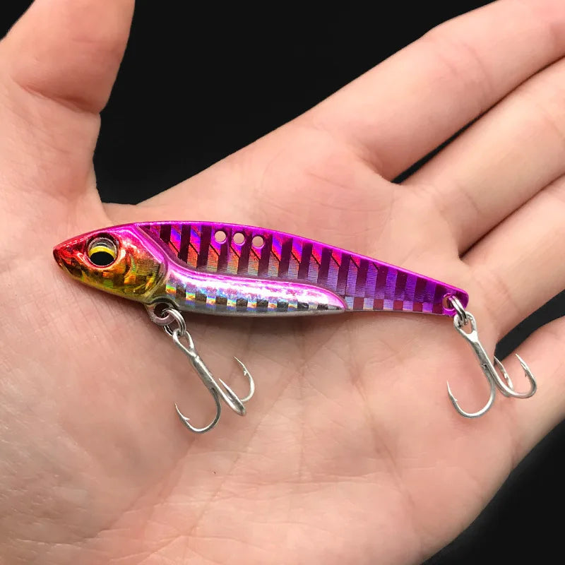 1Pc Metal Vib Lure Weights 7g/14g/18g Long Shot Slots With BKK Reinforcing Hook Jig Artificial Bass Bait Deep Sea Fishing
