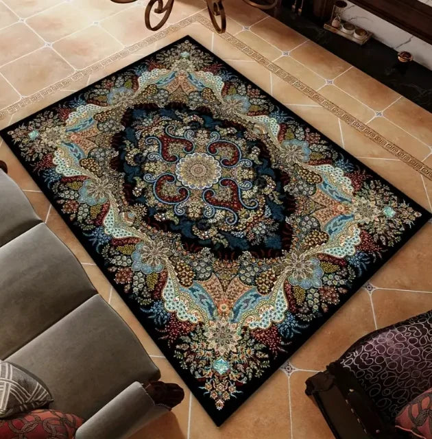 Living Room Retro Bohemian Anti Slip Area Mat Bedroom Baby Room Indoor Home Garden Mat Outdoor Garden Living Room Carpet Decor