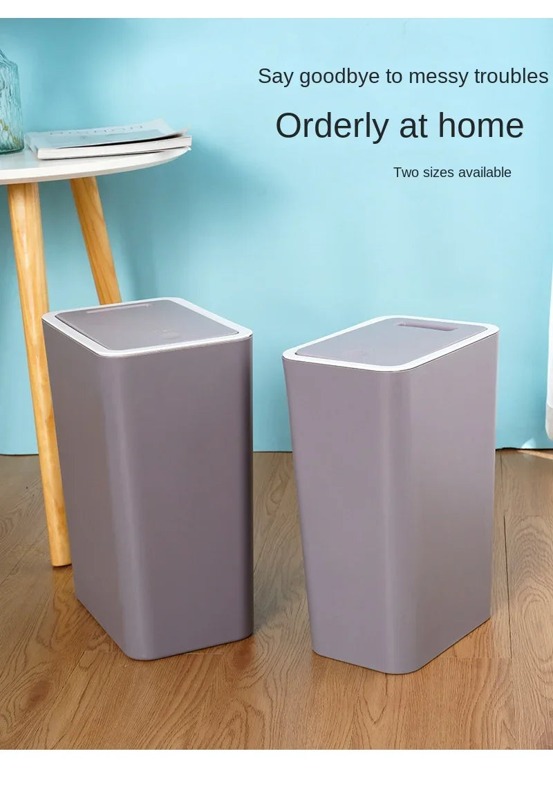 Bathroom Trash Can-10L Small Garbage Can with Press Top Lid for Toilet,Bedroom,Living Room – Plastic Wastebasket with Pop-up Lid