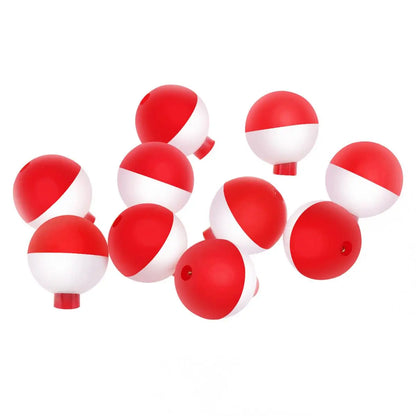 10pcs/Fishing Bobber lot 32mm / 1.25inch Fishing Bobber Floats Set Hard ABS Snap on Red White Push Button Round Buoy
