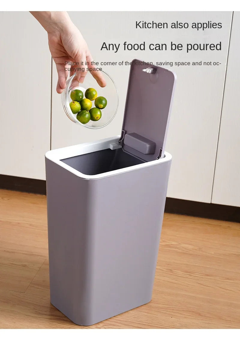 Bathroom Trash Can-10L Small Garbage Can with Press Top Lid for Toilet,Bedroom,Living Room – Plastic Wastebasket with Pop-up Lid