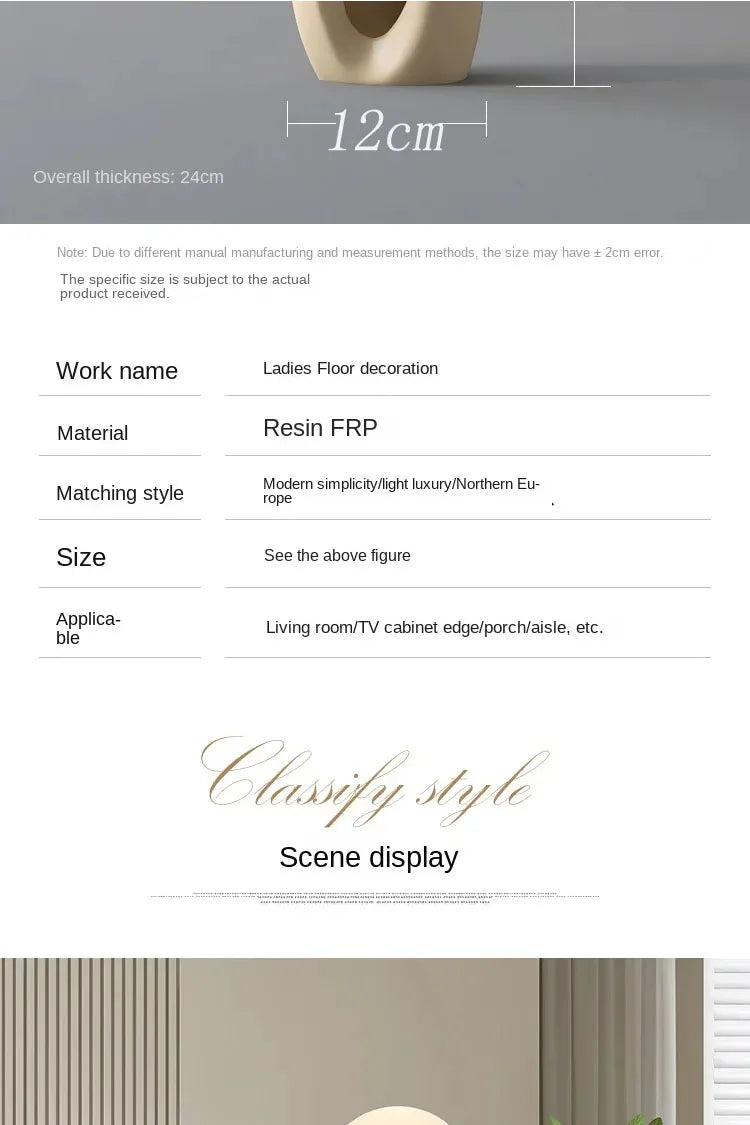 Home Decor Statue Abstract Art Ornaments Nordic Living Room Large Floor Luminous Sculpture Housewarming Gift Interior Figurines