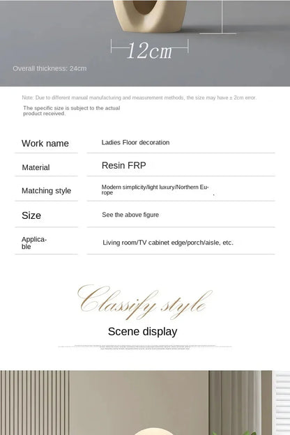 Home Decor Statue Abstract Art Ornaments Nordic Living Room Large Floor Luminous Sculpture Housewarming Gift Interior Figurines