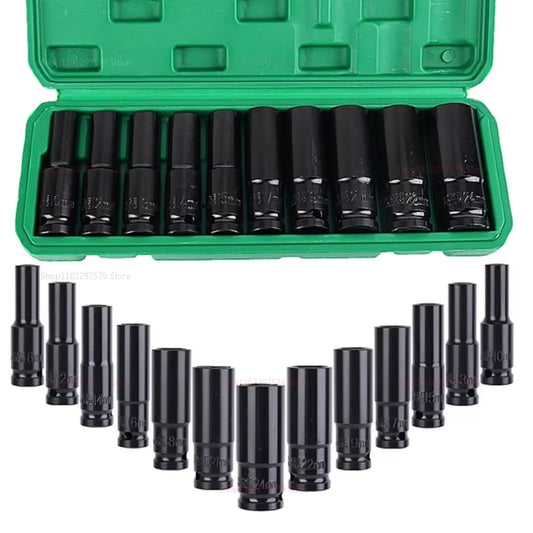 10-Piece Universal Socket Wrench Set Deep Socket Pneumatic Maintenance Tool Kit Automotive Mechanical Repair Hand Tools