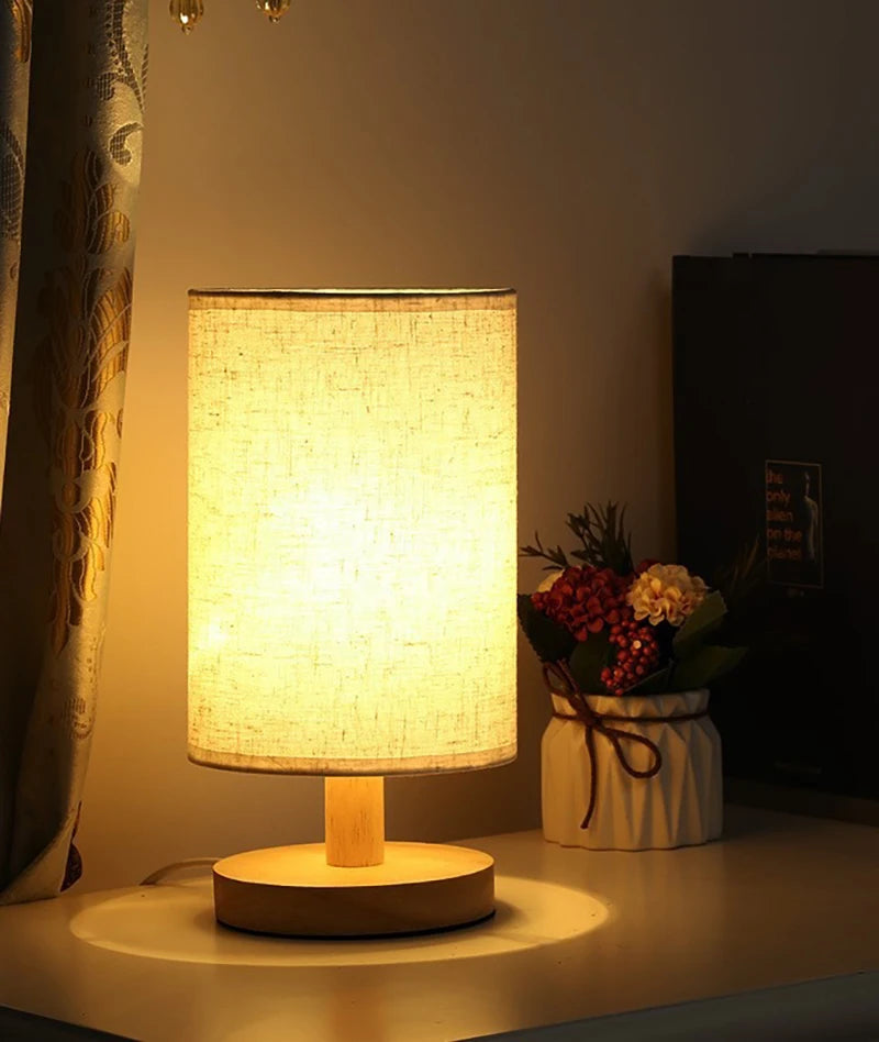 LED Table Lamps Simple Chinese Style Decoration Lamp Dimmable USB Plug Night Light Fabric Lampshade Bedroom Bedside Lighting