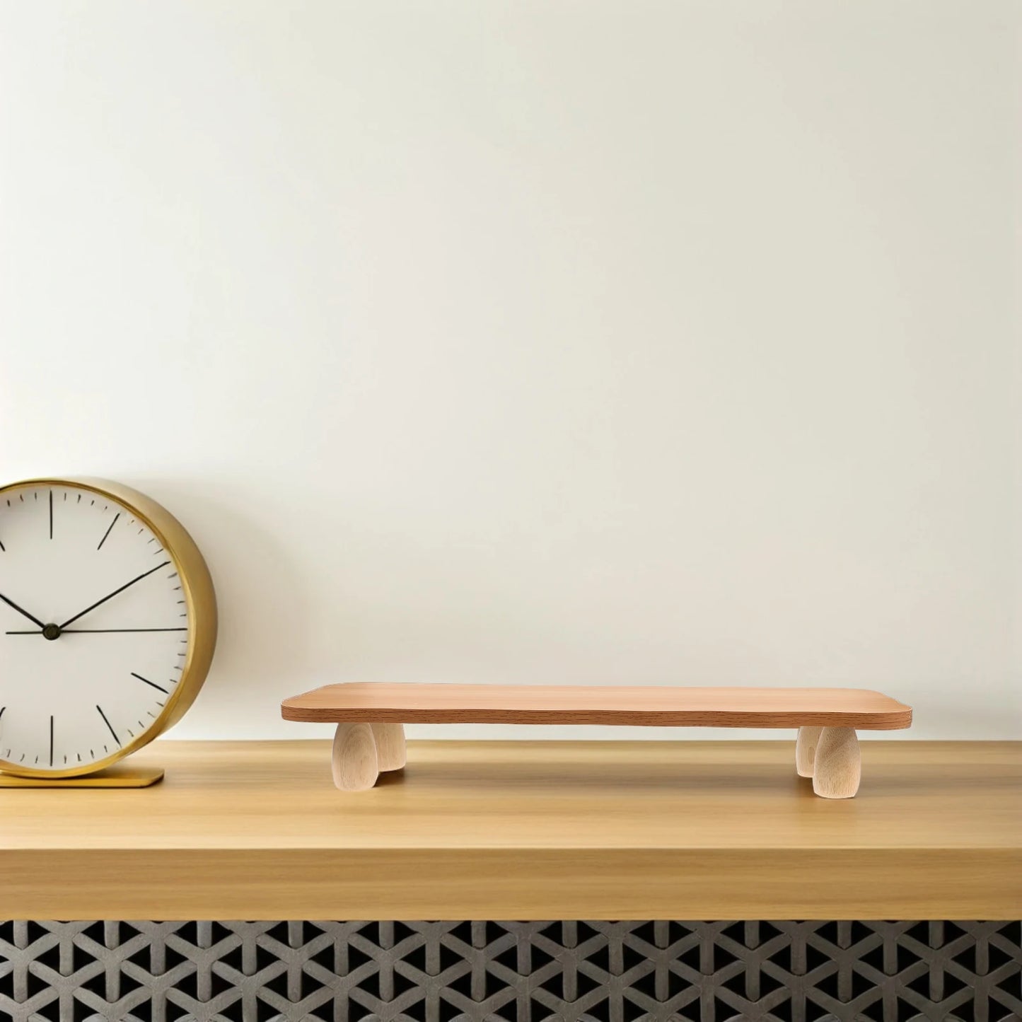 Wooden Computer Stand Riser Desktop Organizer Shelves Bamboo Shelf Gaming Monitor Desk Risers Sturdy Ergonomic Design Modern