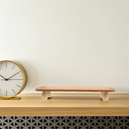 Wooden Computer Stand Riser Desktop Organizer Shelves Bamboo Shelf Gaming Monitor Desk Risers Sturdy Ergonomic Design Modern