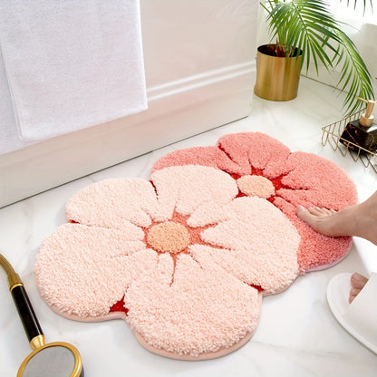 Bathroom Floor Mat Two Color Flower Pattern Premium Soft and Comfortable Bathtub Rug Suitable for Bathroom Bathtub Laundry Room