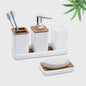 Bathroom Accessories Set Vanity Counter Soap Dispenser Toothbrush Cotton Swab Holder and Tray Set Bathroom Decor Apothecary Jars