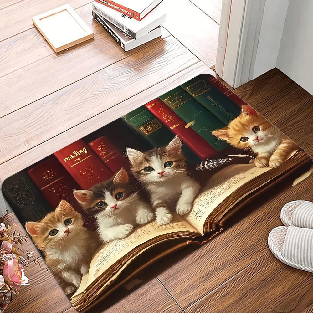 Kitten Cute Cat Kitchen Doormat Floor Mat Rug Carpet for Entryway Kitchen Anti-slip  Home Decor Accessory Halloween Gift