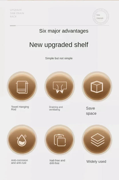 Kitchen Shelf Rag Storage Drainage Shelf No-Punch Storage Rack Home Spice Rack Sink Tap Sink Drainage Rack Kitchen Accessories