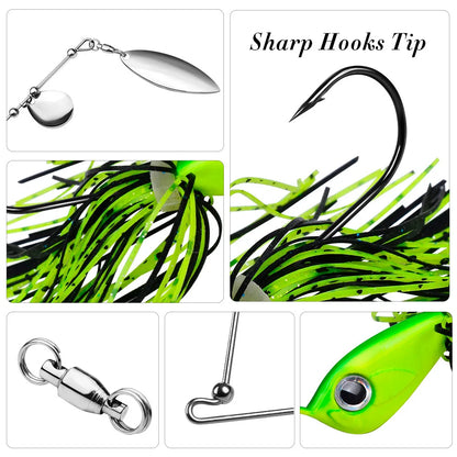 1pcs Bearded Lure Bait 10G 14G Wobblers for Bass Tassel Spinnerbait Metal Sequin Anti Hanging Bottom Biomimetic Fish Bait