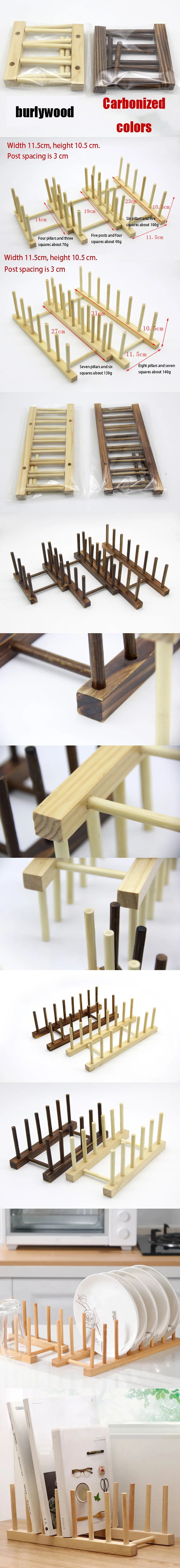 Kitchen Storage Organization Multi Functional Storage Rack Tableware Drainboard Woodiness Dish Drying Rack Kitchens Accessories