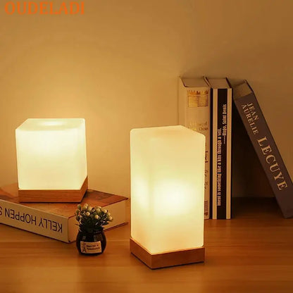 Simple glass ball table lamp LED living room study Home Decor lighting Wooden Small Round Desk Lamp bedroom bedside Night light