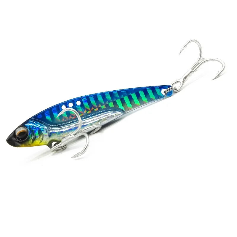 1Pc Metal Vib Lure Weights 7g/14g/18g Long Shot Slots With BKK Reinforcing Hook Jig Artificial Bass Bait Deep Sea Fishing
