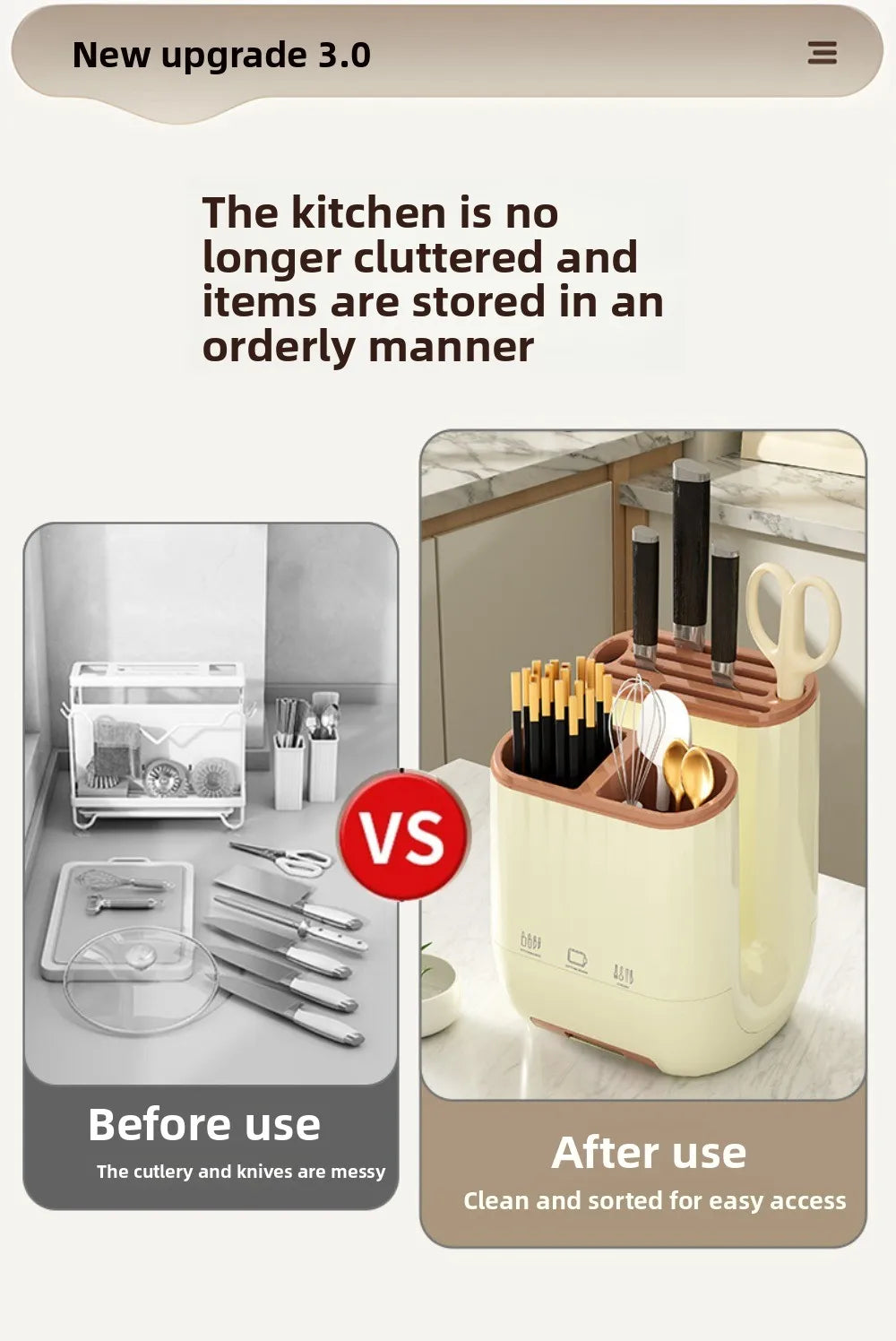 Kitchen storage rack, household vegetable board storage rack, drain chopstick holder, cutting board, integrated knife holder