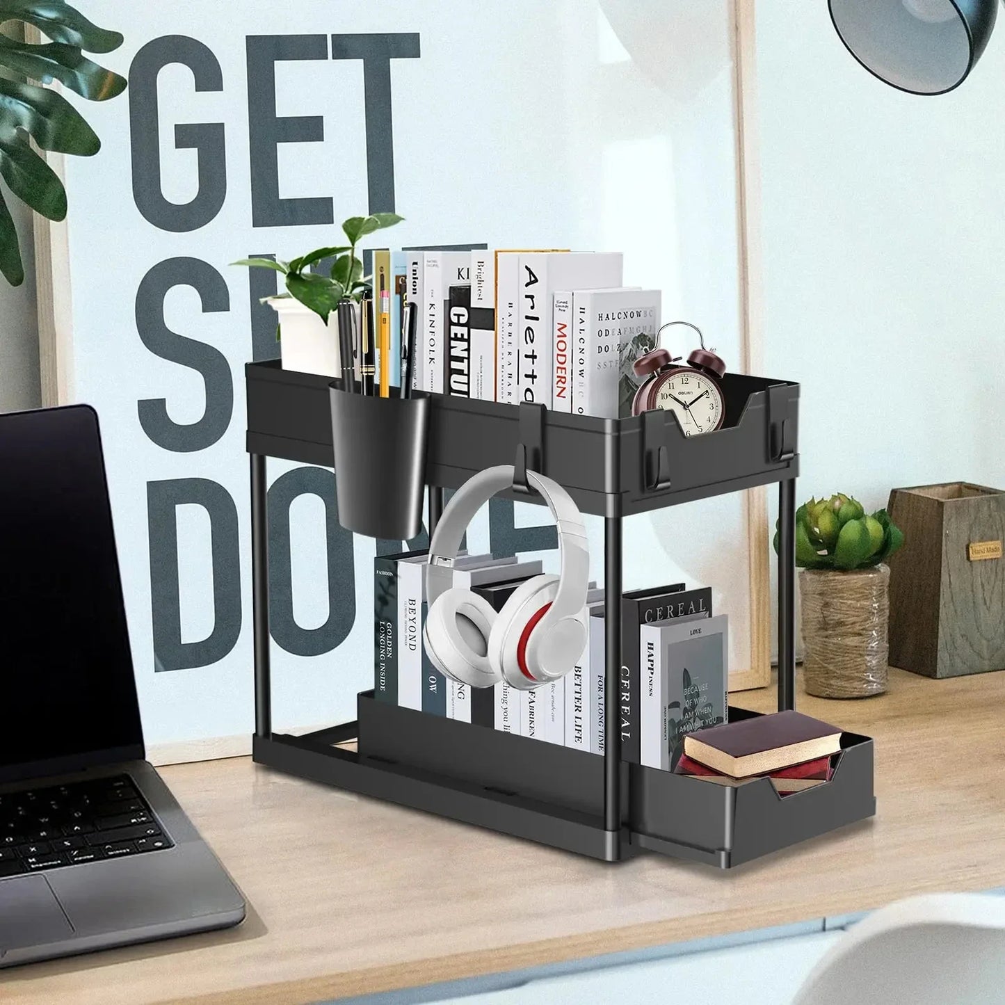 Kitchen under Sink Organizer And Storage Rack with Double Sliding Cabinet Drawers Multi-Purpose Storage Shelf Holder for Home