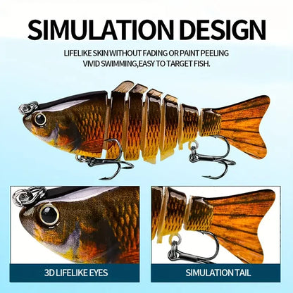 Multi Jointed Swimbait,Slow Sinking Segmented Bass Fishing Lure,Swimming Fishing Lure For Freshwater Saltwater,Fishing Bait Kit