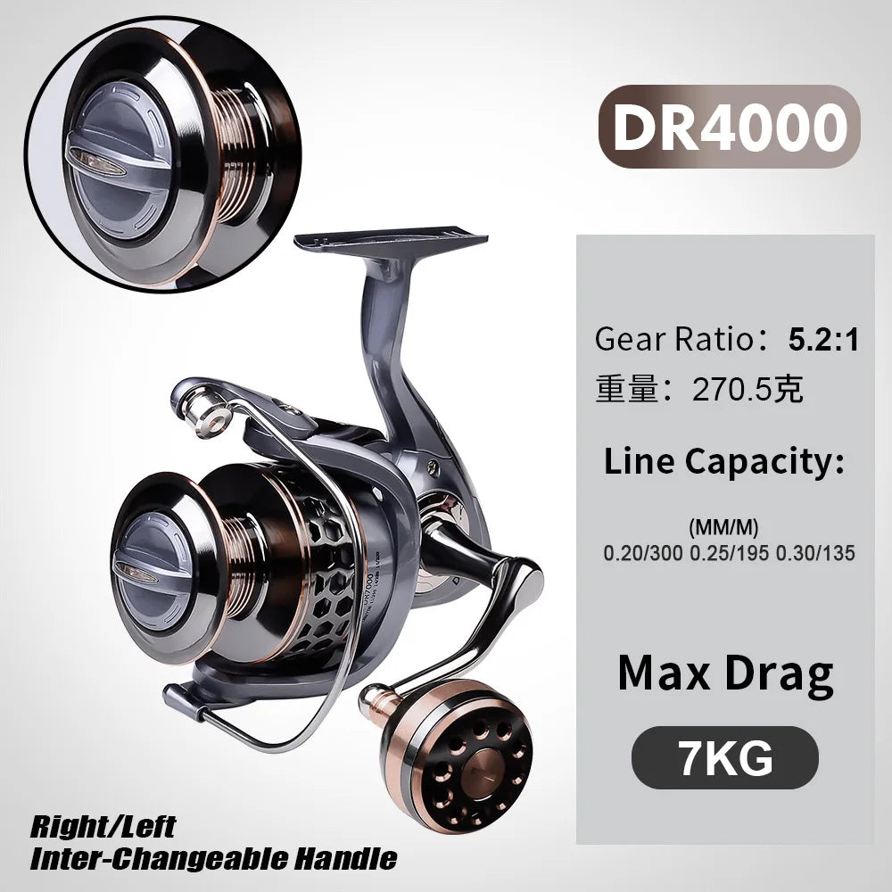 DR Full Metal Line Cup Fishing Reel LUYA SPINNING WHEELS SEA ROD REELS Front Unloading Spinning Wheel 3BB 5-10kg Pulling Power