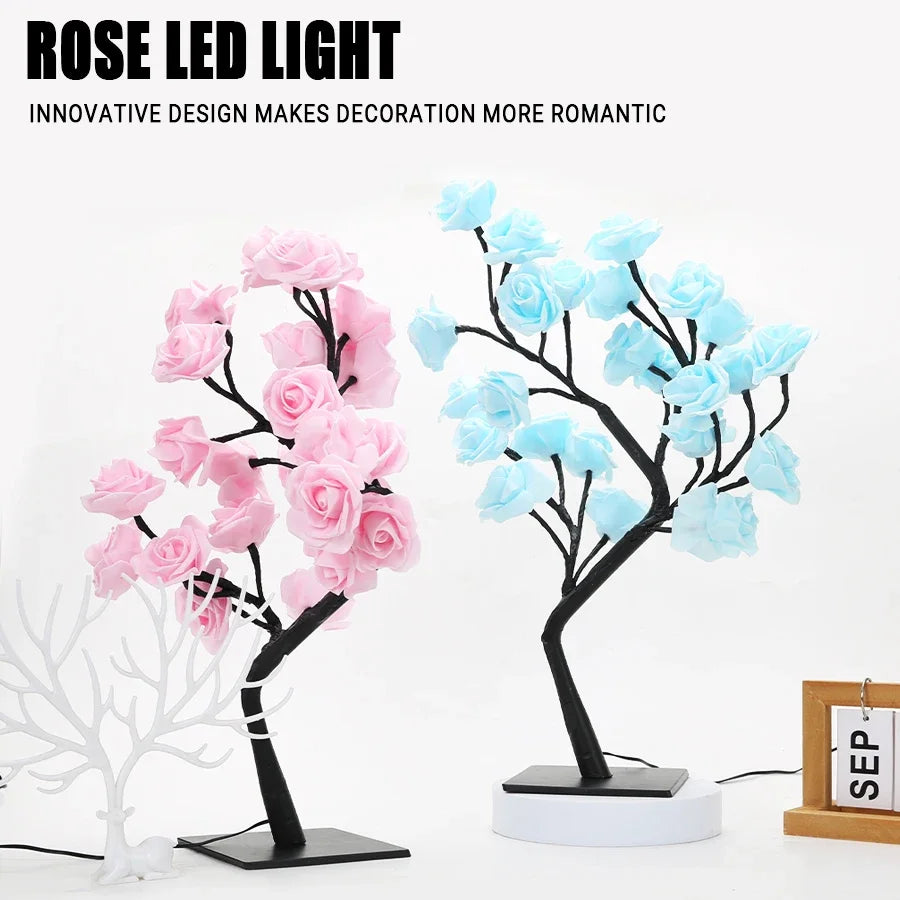 LED Table Lamp Rose Flower Tree USB Night Lights Home Decoration LED Table Lights Parties Xmas Christmas Wedding Bedroom Decor