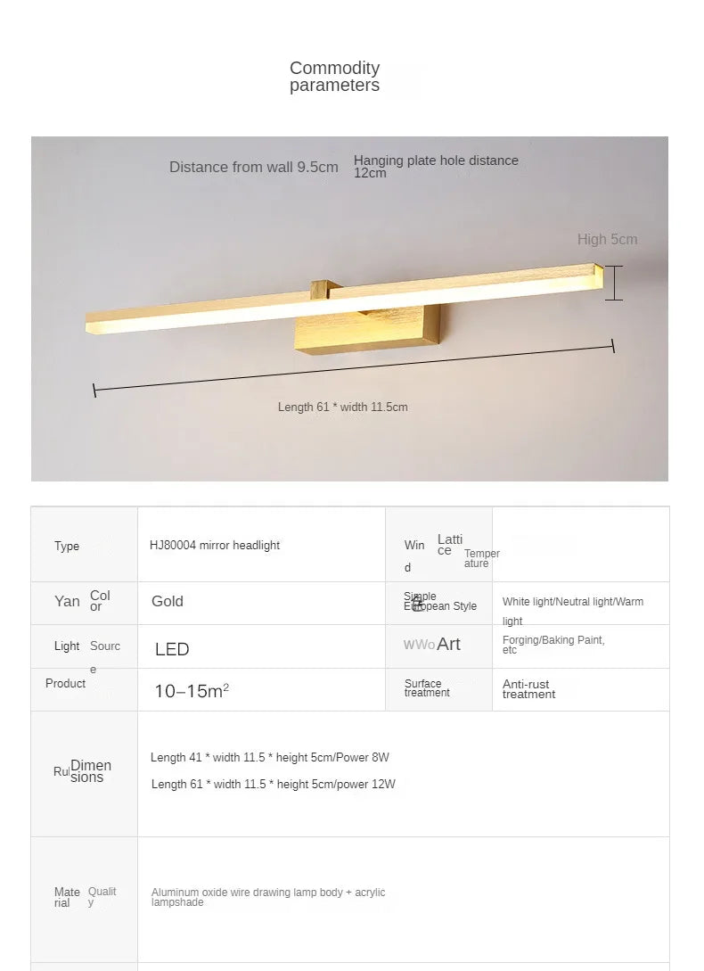 LED Bathroom Mirror Cabinet Light, Minimalist Mirror Front Light, Bathroom Wall Light, Indoor Decorative Lighting Wall Light