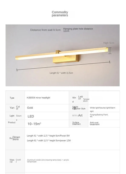 LED Bathroom Mirror Cabinet Light, Minimalist Mirror Front Light, Bathroom Wall Light, Indoor Decorative Lighting Wall Light