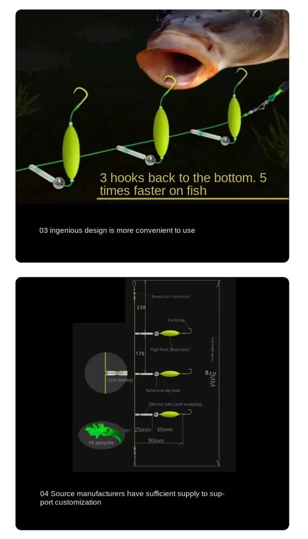 1Pc 4#7#9#12# Three Hook Fishing Hair Rigs Hook Suspension Anti Bottom Carp Fishing Hook Ready Made Pesca Carp Rigs Fishing Lure