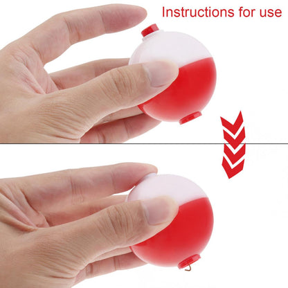 10pcs/Fishing Bobber lot 32mm / 1.25inch Fishing Bobber Floats Set Hard ABS Snap on Red White Push Button Round Buoy