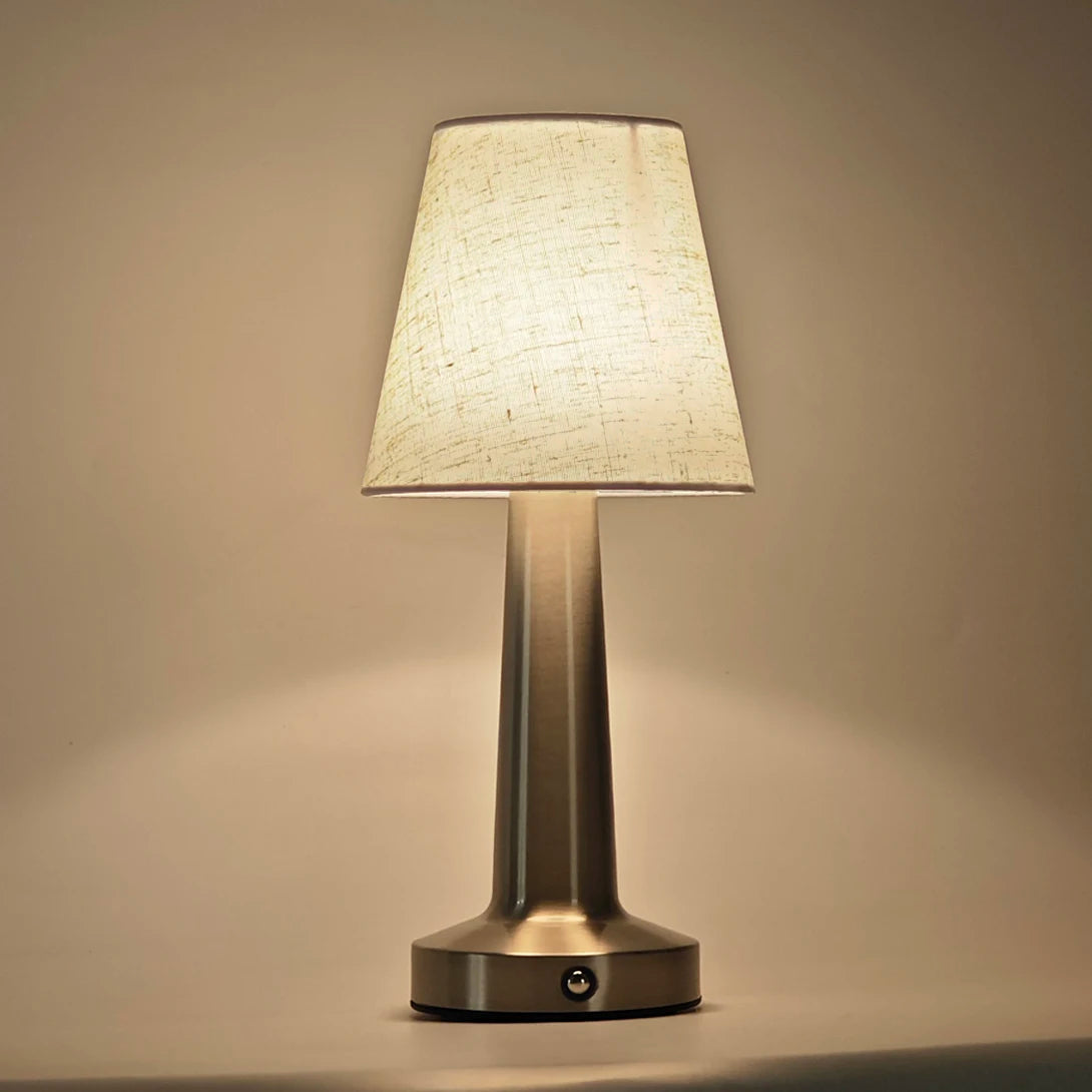 LED Table Lamp with Cloth Shade, Touch Sensor Bedside Lamp Rechargeable Reading Lights For Bedroom Restaurant Bar Decor Lighting