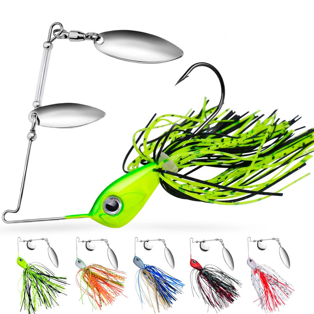 1pcs Bearded Lure Bait 10G 14G Wobblers for Bass Tassel Spinnerbait Metal Sequin Anti Hanging Bottom Biomimetic Fish Bait