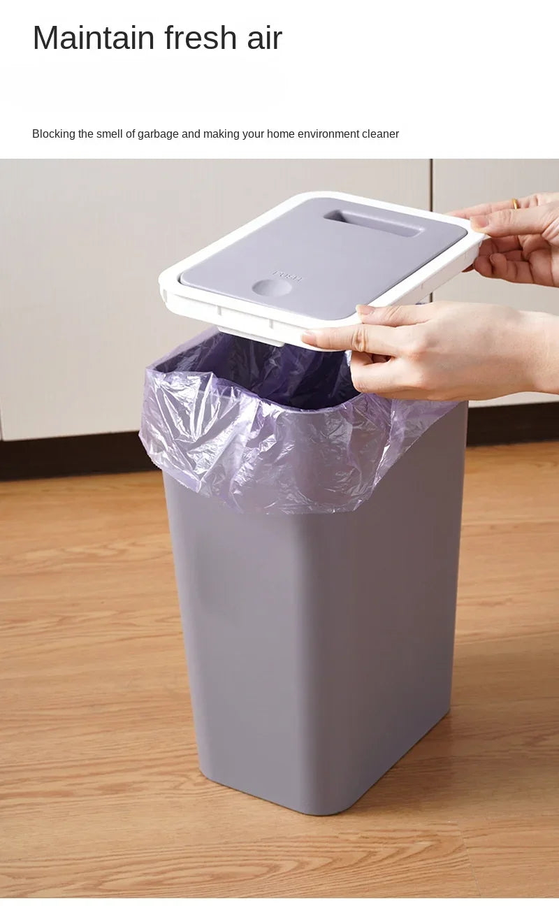 Bathroom Trash Can-10L Small Garbage Can with Press Top Lid for Toilet,Bedroom,Living Room – Plastic Wastebasket with Pop-up Lid