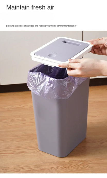 Bathroom Trash Can-10L Small Garbage Can with Press Top Lid for Toilet,Bedroom,Living Room – Plastic Wastebasket with Pop-up Lid