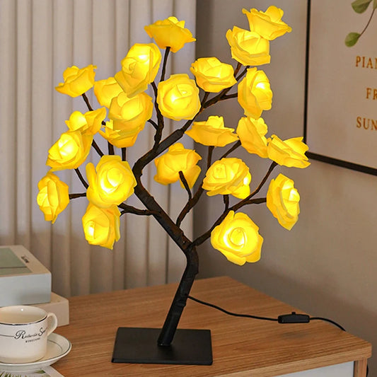 LED Table Lamp Rose Flower Tree USB Night Lights Home Decoration LED Table Lights Parties Xmas Christmas Wedding Bedroom Decor