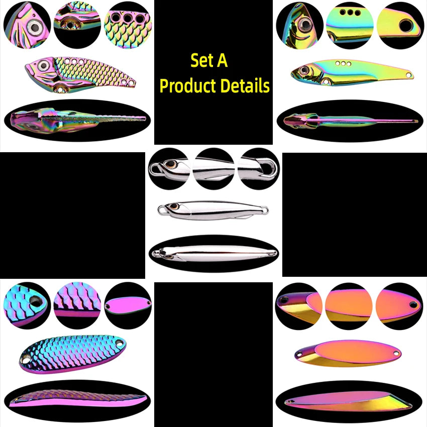 5pcs/lot Wobbler lures 3g/10g/15g Metal Vib Fishing Lure set Sinking Hard Metal VIB Sea Fishing Lures Artificial Pesca Bait