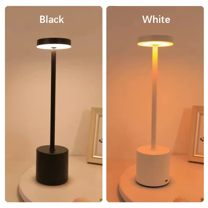LED Ambient Table Lamp, USB Rechargeable Desk Lamp, Touch Controlled Dimmable Indoor Night Light for Home Decor Bedside Room