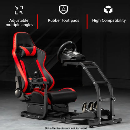 Popular - G29 Adjustable Gaming Sim Cockpit W/Red Seat Fits for Logitech G920 G923,Thrustmaster T300 Racing Steering Wheel Stand