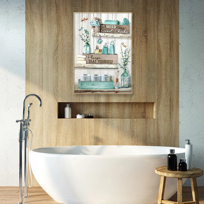 Bathroom Decor Canvas Art Poster Cartoon Sweet Cheek Toilet Wall Painting for Bedroom Living Room Shower Room Decor Aesthetic