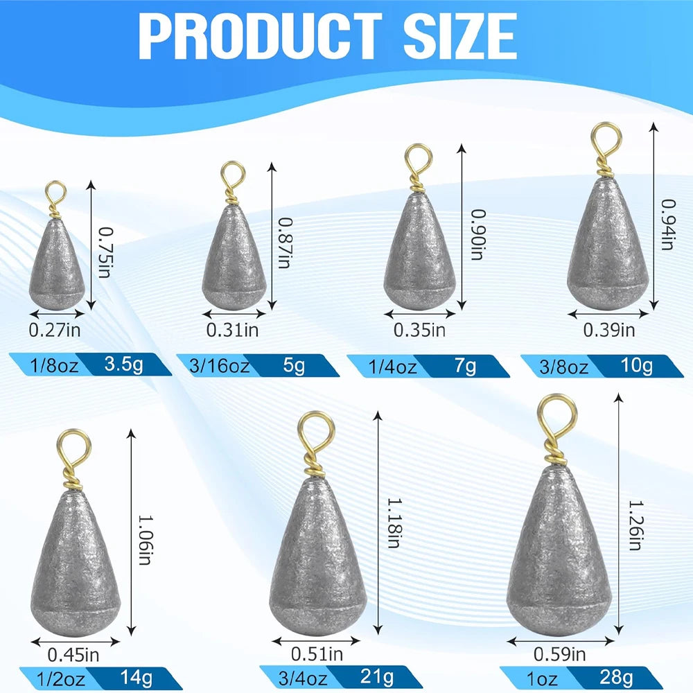 10Pcs Fishing Weights Sinkers Drop Shot Weights with Brass Swivels Casting Bell Weights for Bass Catfish Wacky Fishing Tackle