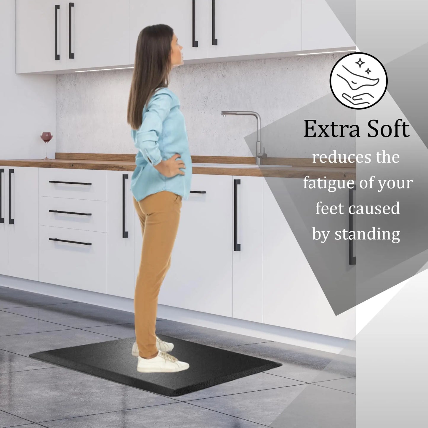 Kitchen Mat Cushioned Anti-Fatigue Rug,17.3"x 47.2",Thick Waterproof Non-Slip Kitchen Mats and Rugs Heavy Duty Ergonomic Comfort