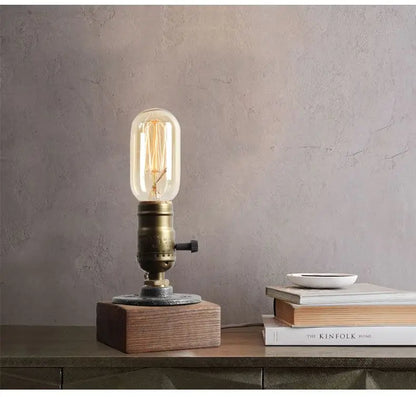 Table Lamp, Wooden Antique Copper Bedside Lamp British Classical Solid Lamp Decoration